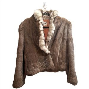 UPWARD 100% Genuine Brown Rabbit Fur Jacket